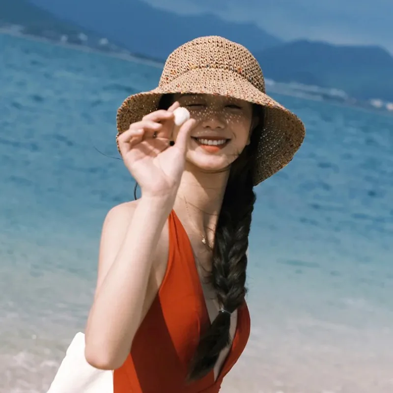 หมวกกันแดดฤดูร้อนสําหรับผู้หญิ - Bucket Hat Straw บทวิจารณ์และราคา
