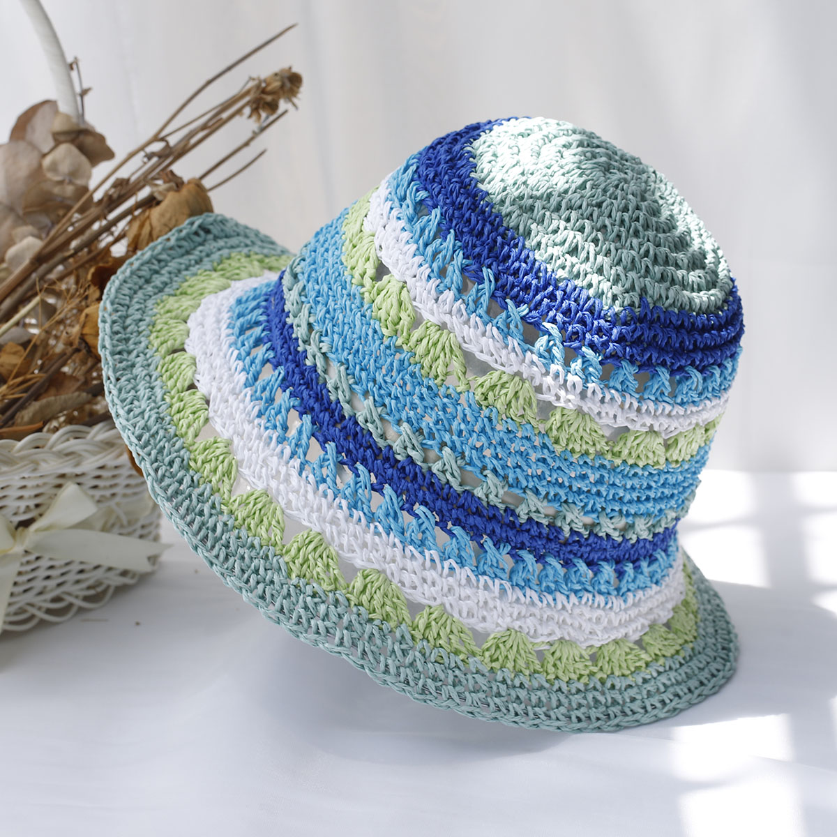 หมวกผู้หญิงหมวกถักลาย Topi Buc - Bucket Hat Straw บทวิจารณ์และราคา